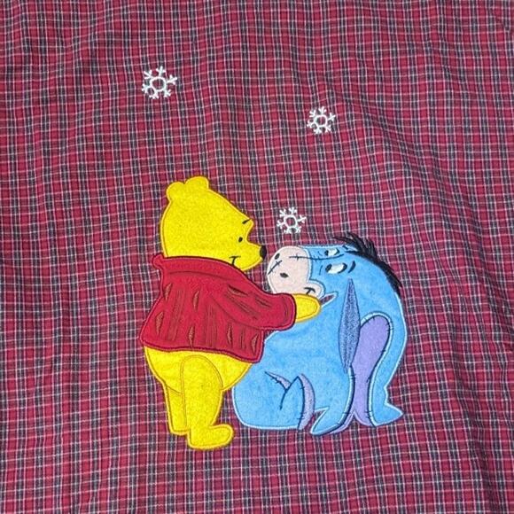 Winnie The Pooh Eeyore Red Plaid Flannel SleepNight Gown Size M - Picture 3 of 5